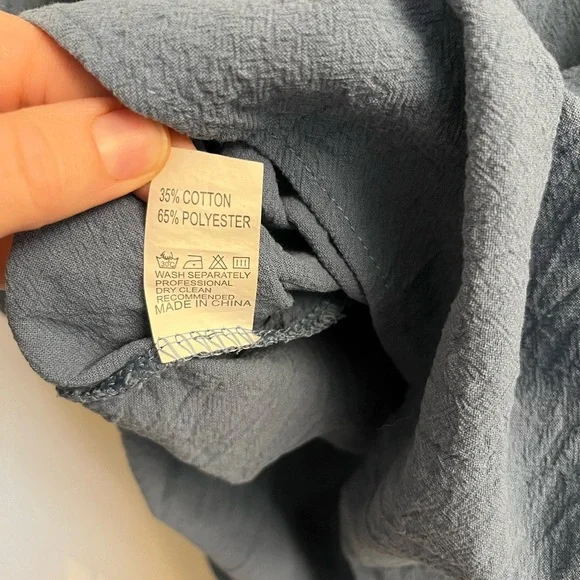 Blue Women’s Long Sleeve Button-Up Dress W Pockets NWOT - Picture 5 of 5